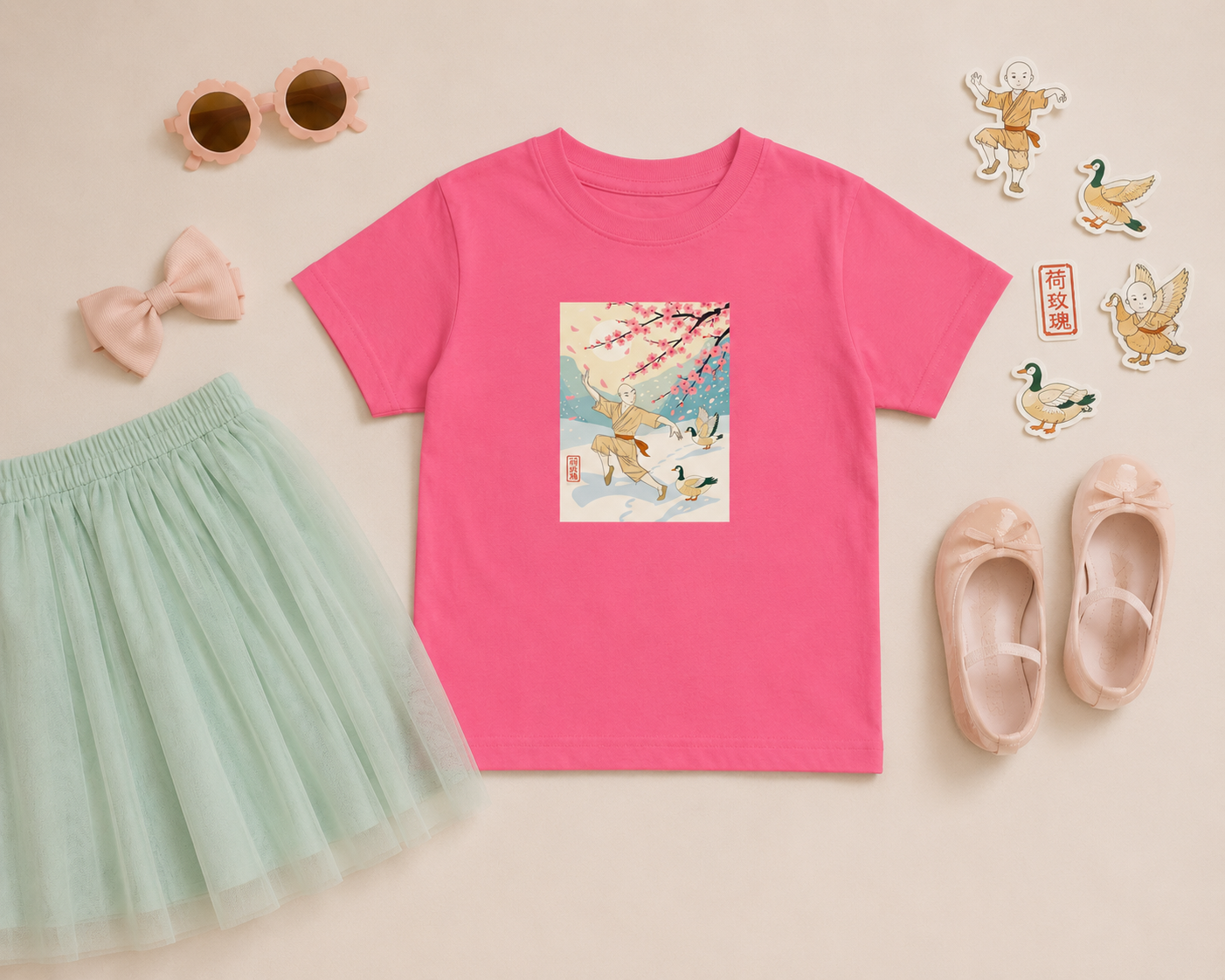 Zen Style Toddler jersey t-shirt , 与雪共舞 Dance with the snow