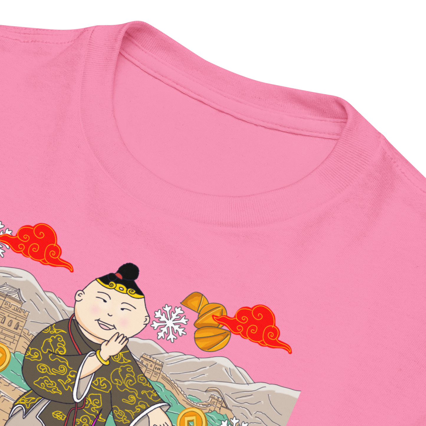 Chinese Tea Boy - Youth classic tee Pink 喝茶感受好運 - Sip Tea Feel Lucky