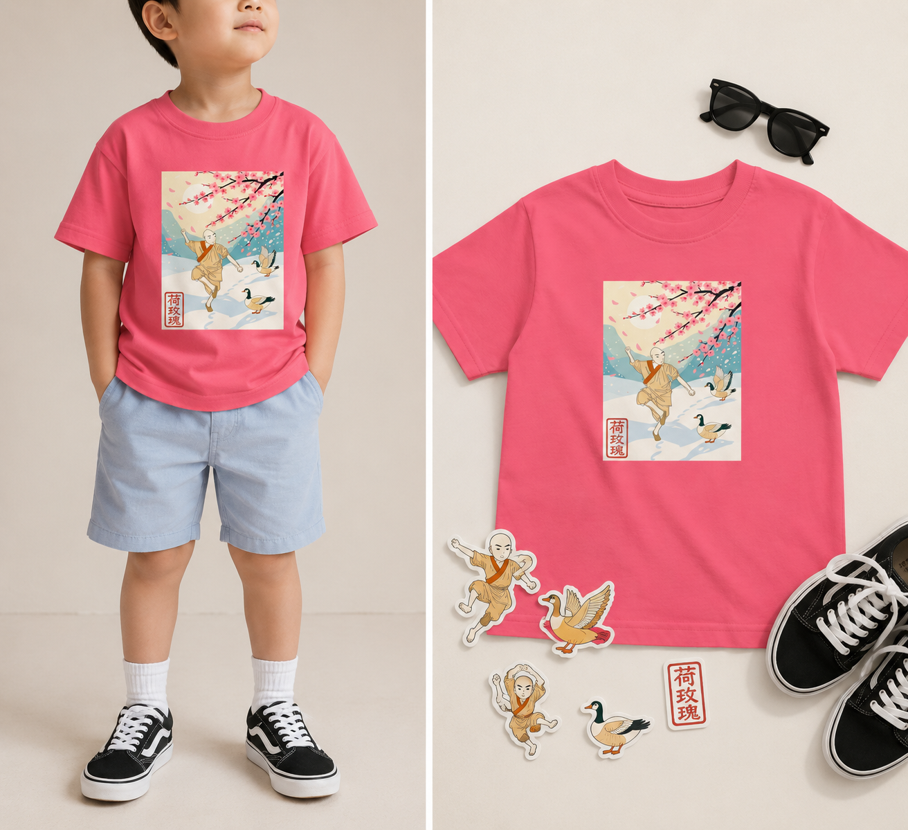 Zen Style Toddler jersey t-shirt , 雪中功夫 Kung Fu in the Snow