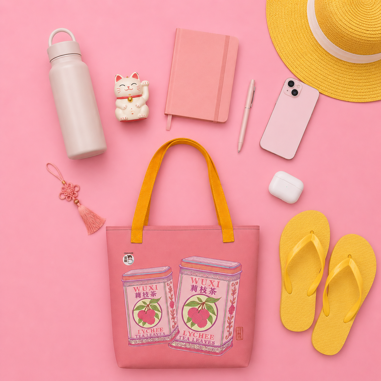 Tote bag Inspired by vintage Tea tins from China and Hong Kong nostalgia