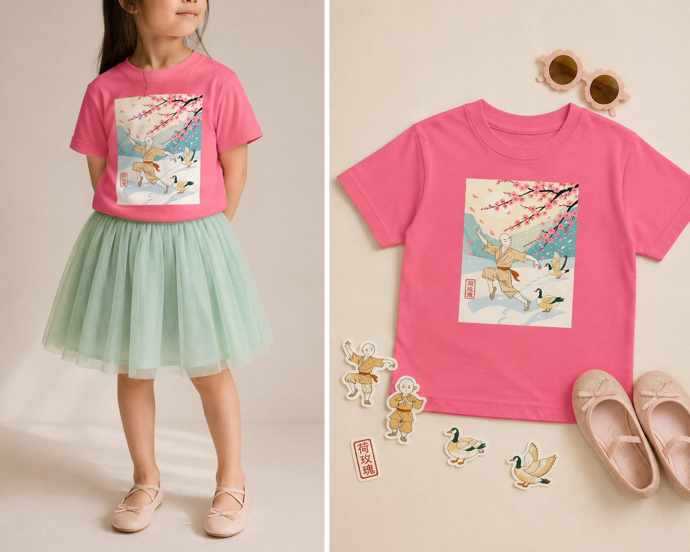 Zen Style Toddler jersey t-shirt , 与雪共舞 Dance with the snow