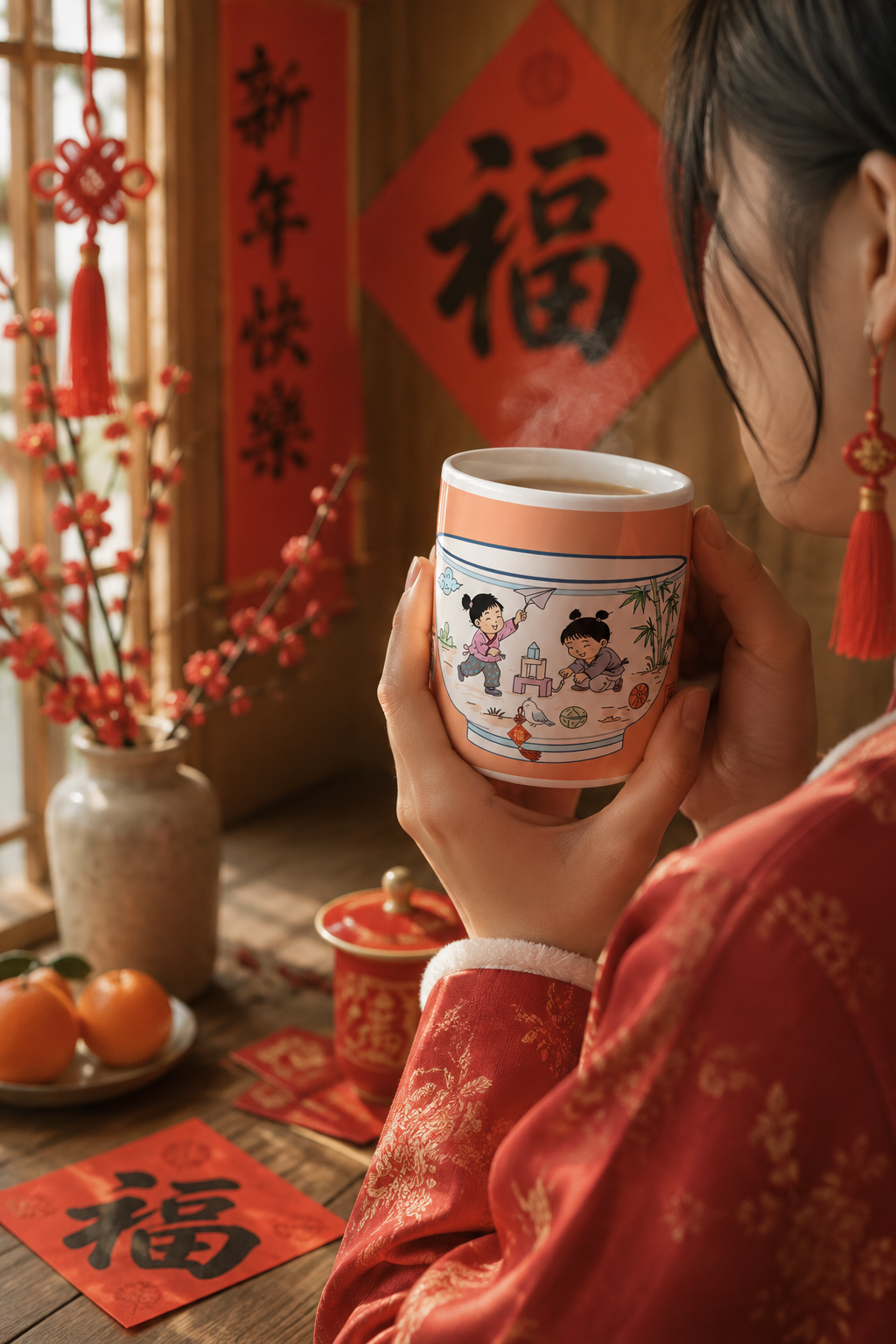 Keramische Chinese theemok kinderspelen Chinees Nieuwjaar – 11 oz