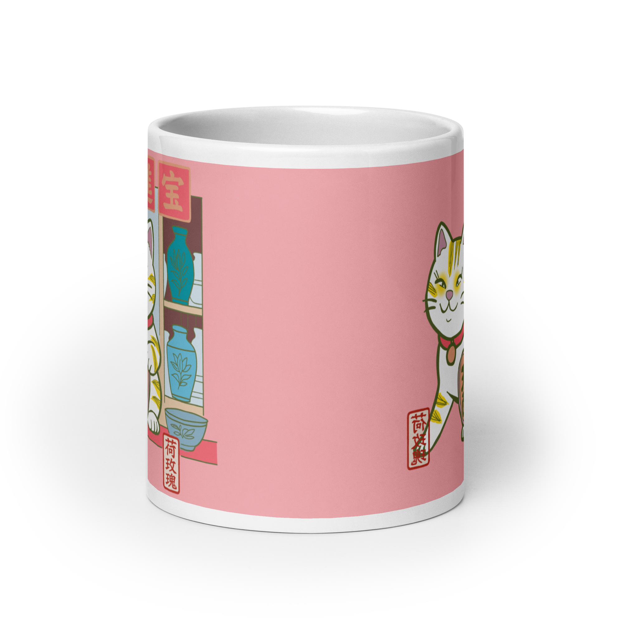 White glossy mug - Lucky cat