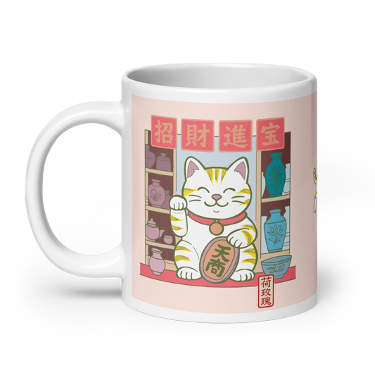 White glossy mug - Lucky Cat