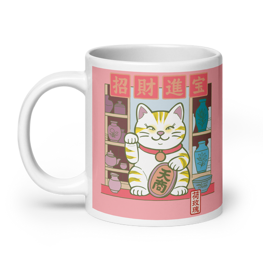 White glossy mug - Lucky cat