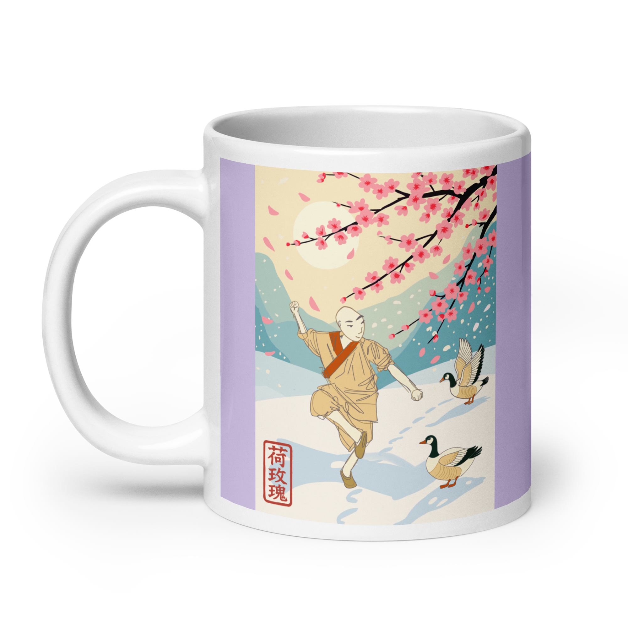White glossy mug - Kung Fu in the Snow 雪中功夫