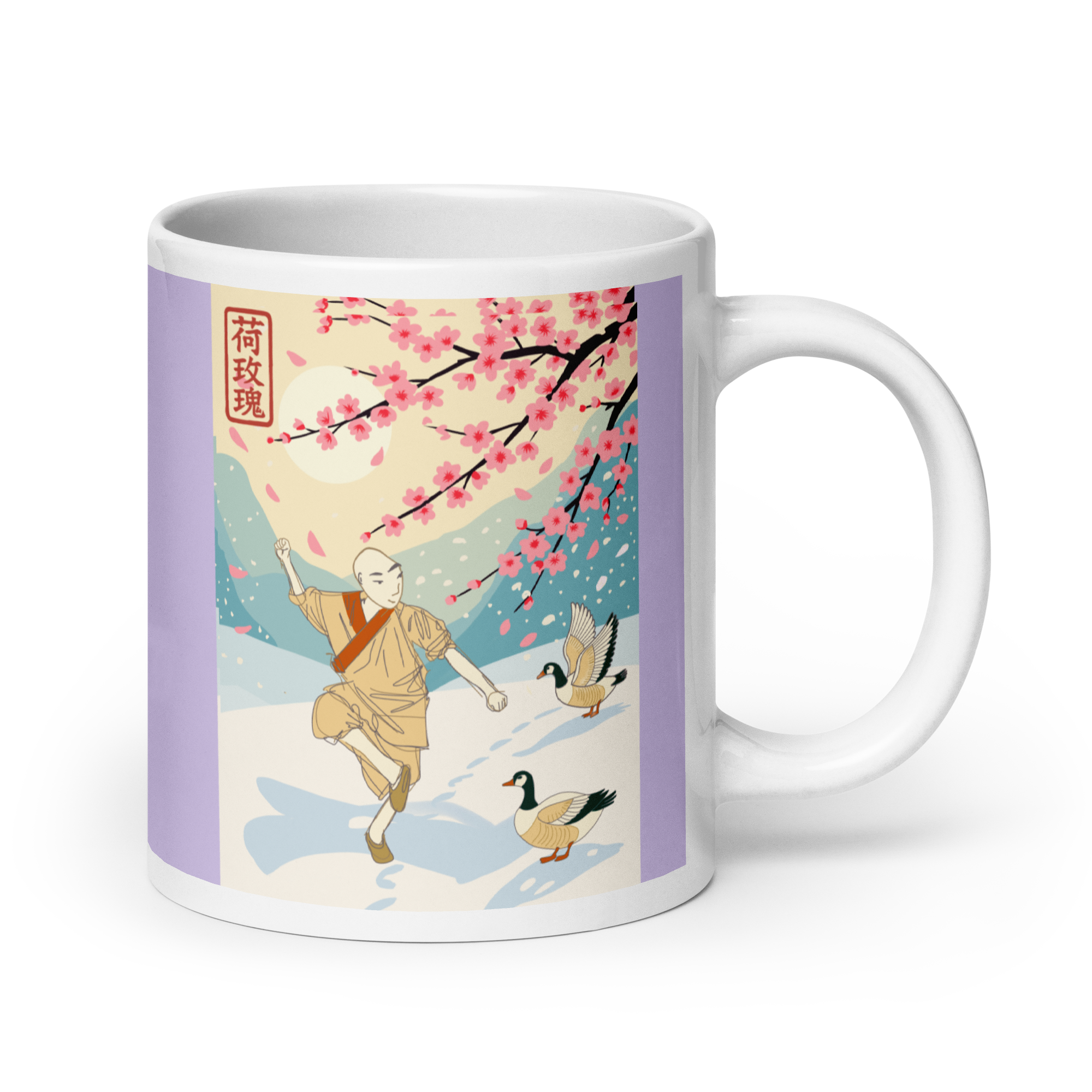 White glossy mug - Kung Fu in the Snow 雪中功夫